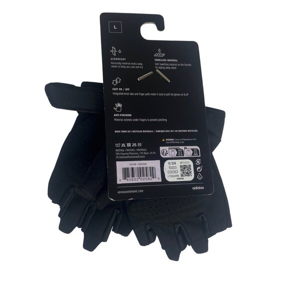 Adidas Aeroready Training Gloves Womens Large Black Aerodynamic Fingerless - Picture 2 of 9